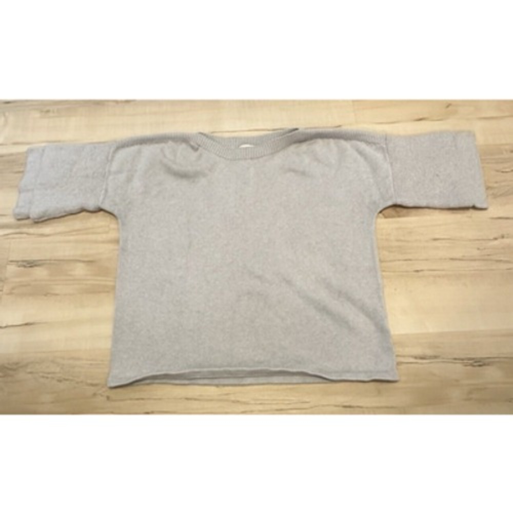 Wrap London Gray 100% Cotton Boxy Short Sleeve Knit Sweater WW85 US 10